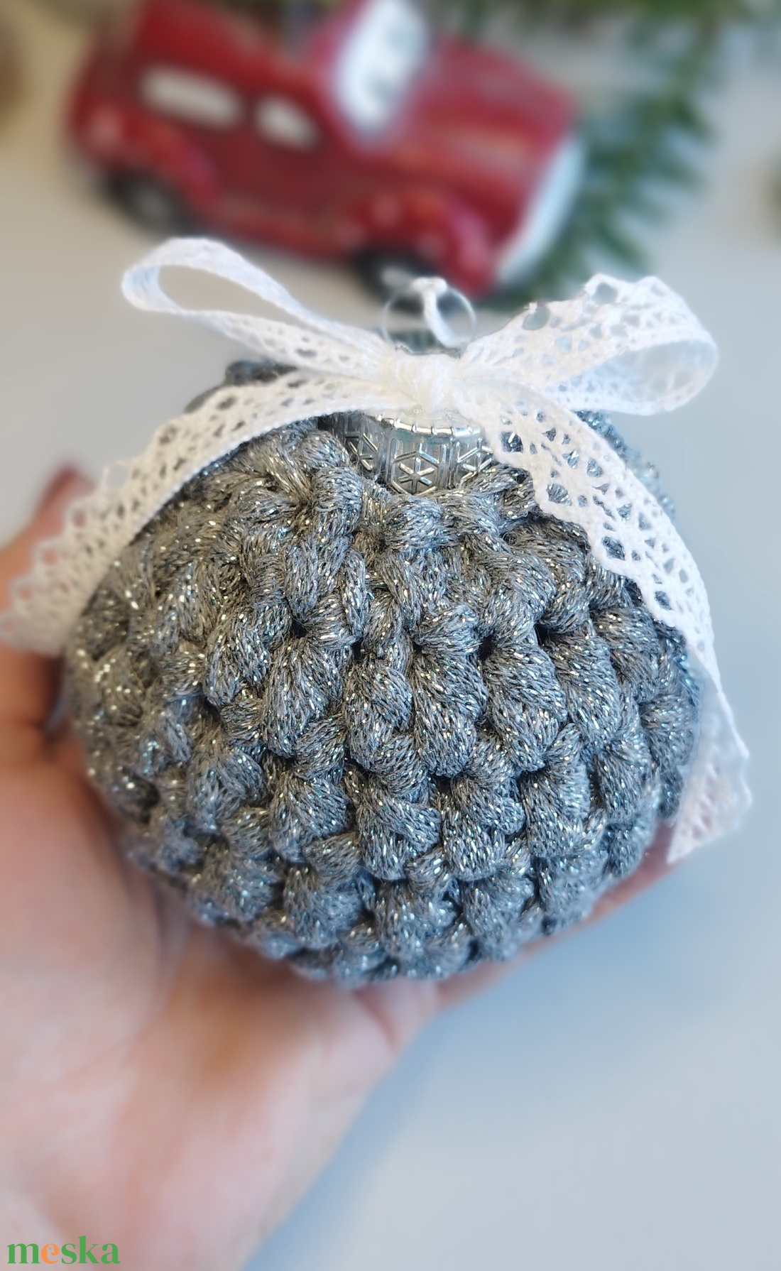 Karácsonyi gömb horgolt - karácsony - karácsonyi lakásdekoráció - karácsonyfadíszek - Meska.hu