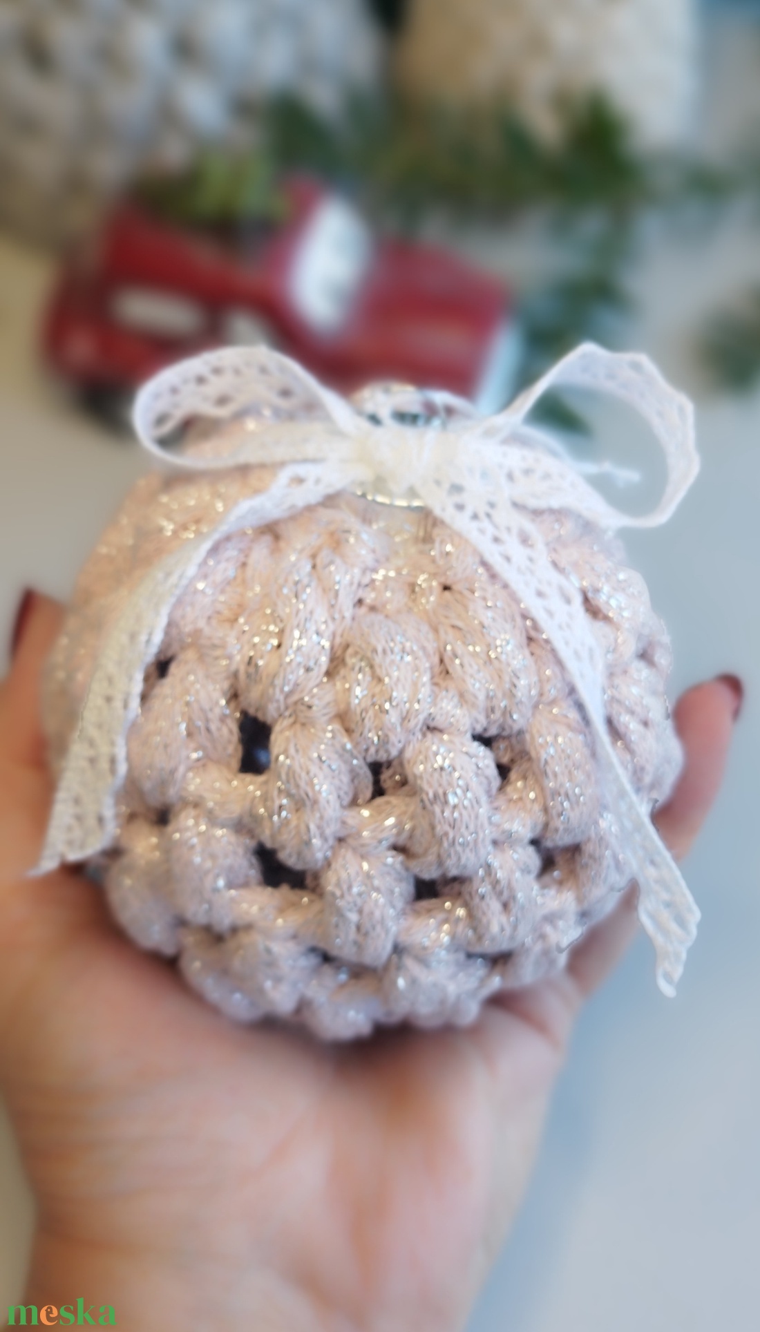 Karácsonyi gömb horgolt - karácsony - karácsonyi lakásdekoráció - karácsonyfadíszek - Meska.hu