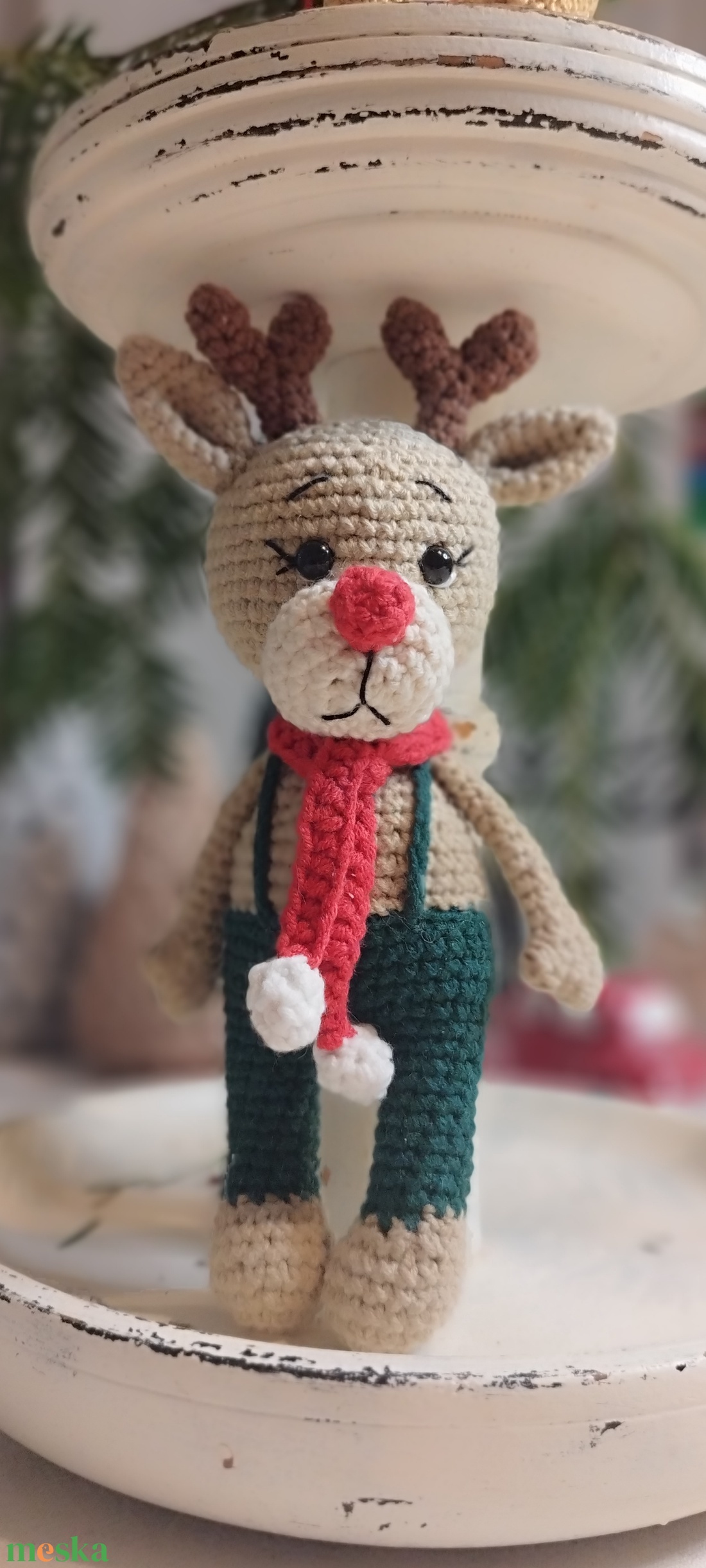 Horgolt rénszarvas -Peti - karácsony - karácsonyi lakásdekoráció - karácsonyi manók, figurák - Meska.hu