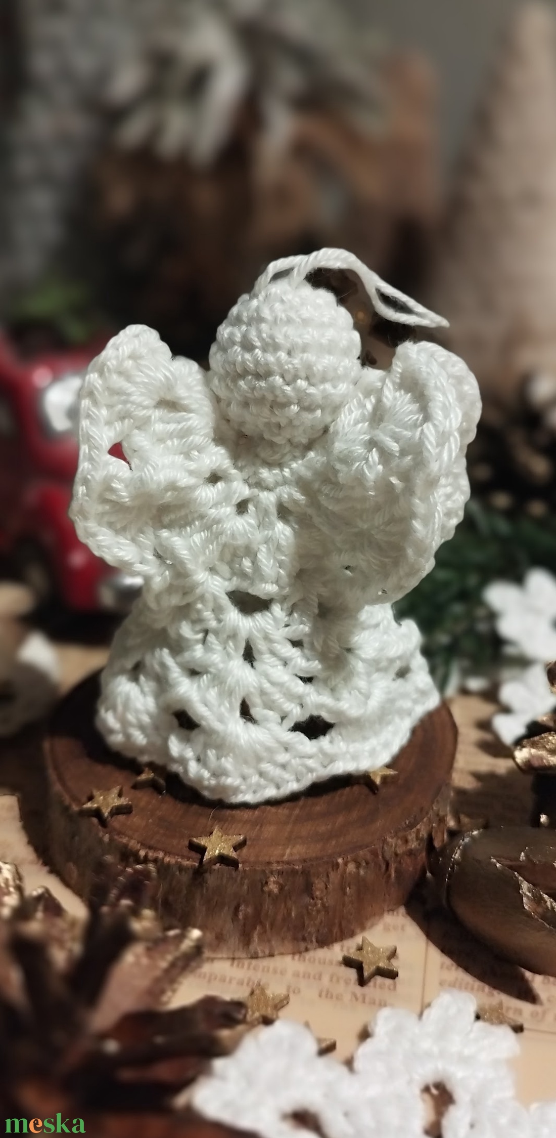 Horgolt angyalka 3D - karácsony - karácsonyi lakásdekoráció - karácsonyfadíszek - Meska.hu