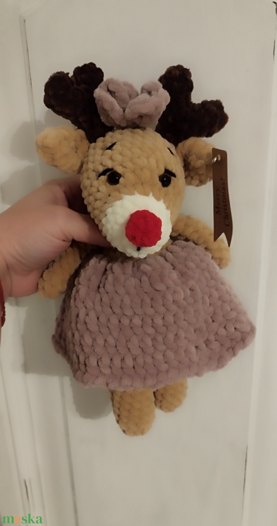 Rénszarvas lány - horgolt  - karácsony - karácsonyi lakásdekoráció - karácsonyi manók, figurák - Meska.hu