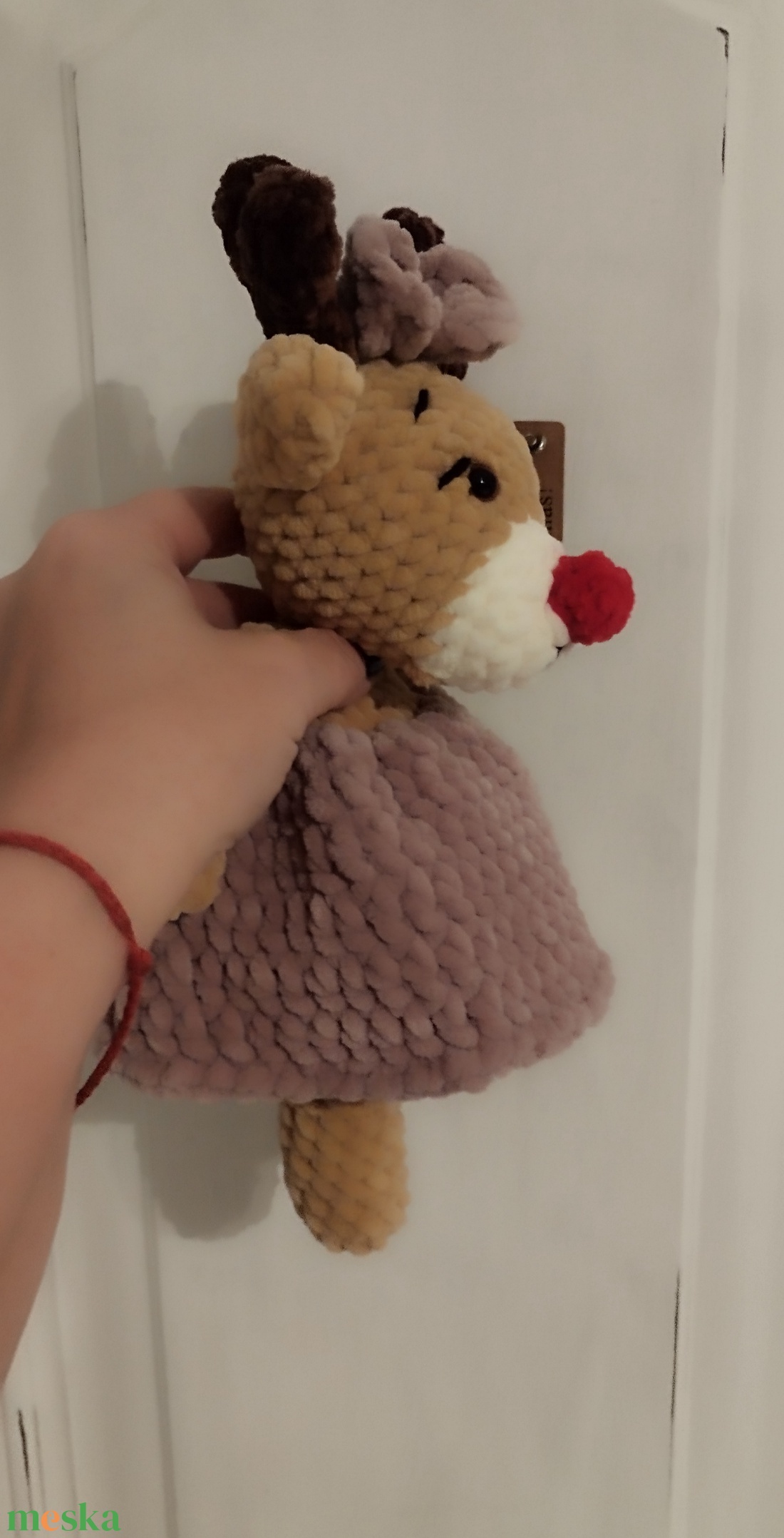 Rénszarvas lány - horgolt  - karácsony - karácsonyi lakásdekoráció - karácsonyi manók, figurák - Meska.hu