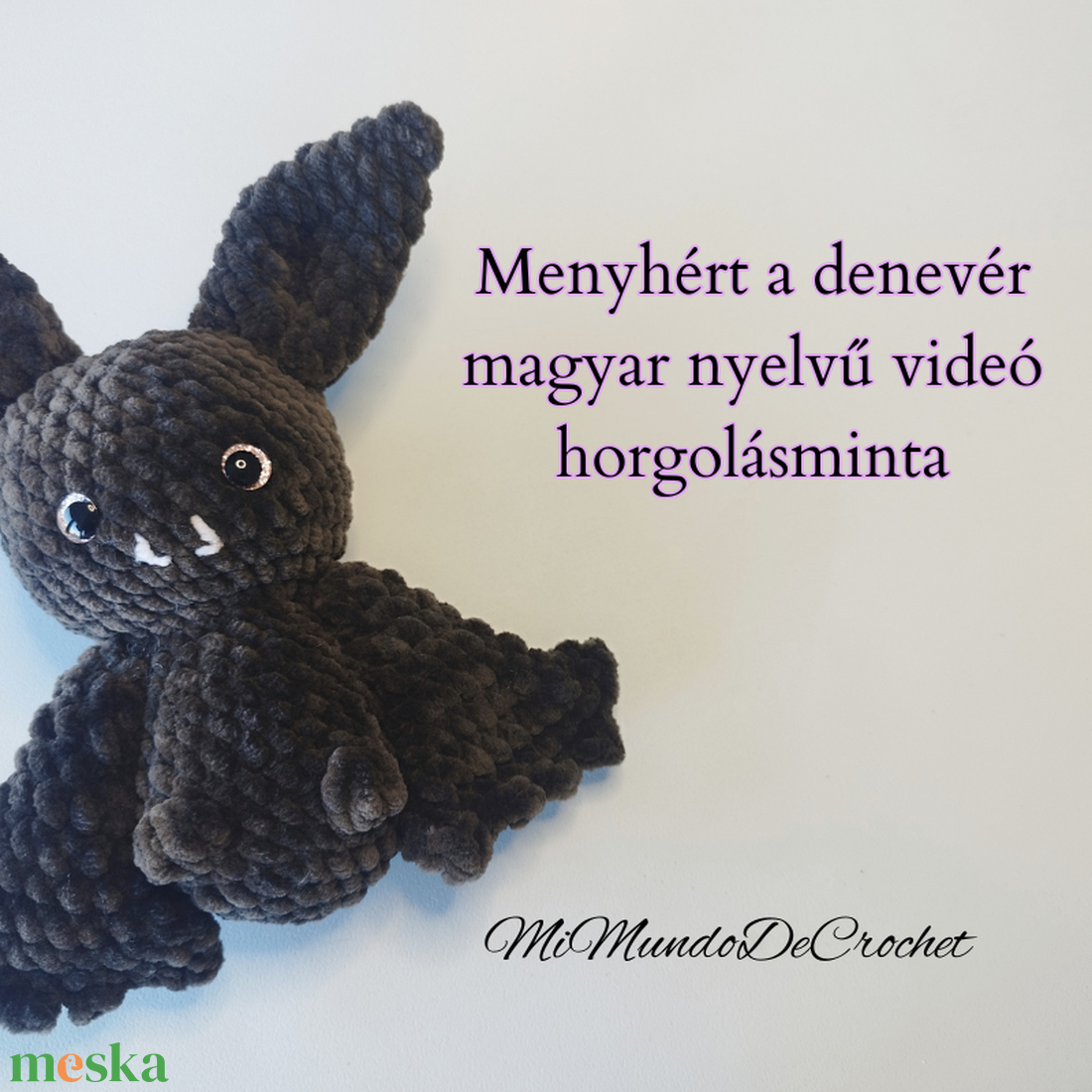 Plüss denevér horgolásminta - videó  - diy (csináld magad) - szabásminta, útmutató - horgolási minta - Meska.hu