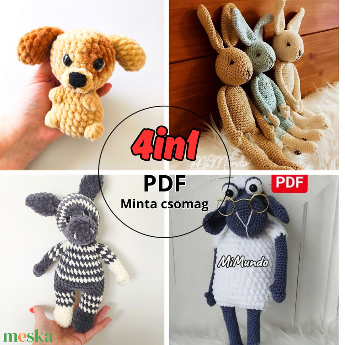 HÉTVÉGI AKCIÓ - 4in1 - diy (csináld magad) - szabásminta, útmutató - horgolási minta - Meska.hu