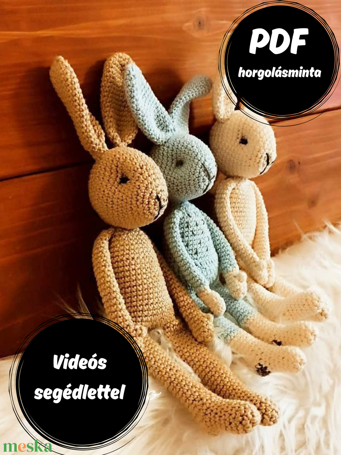 Cuki nyuszi horgolásminta -PDF - diy (csináld magad) - szabásminta, útmutató - horgolási minta - Meska.hu