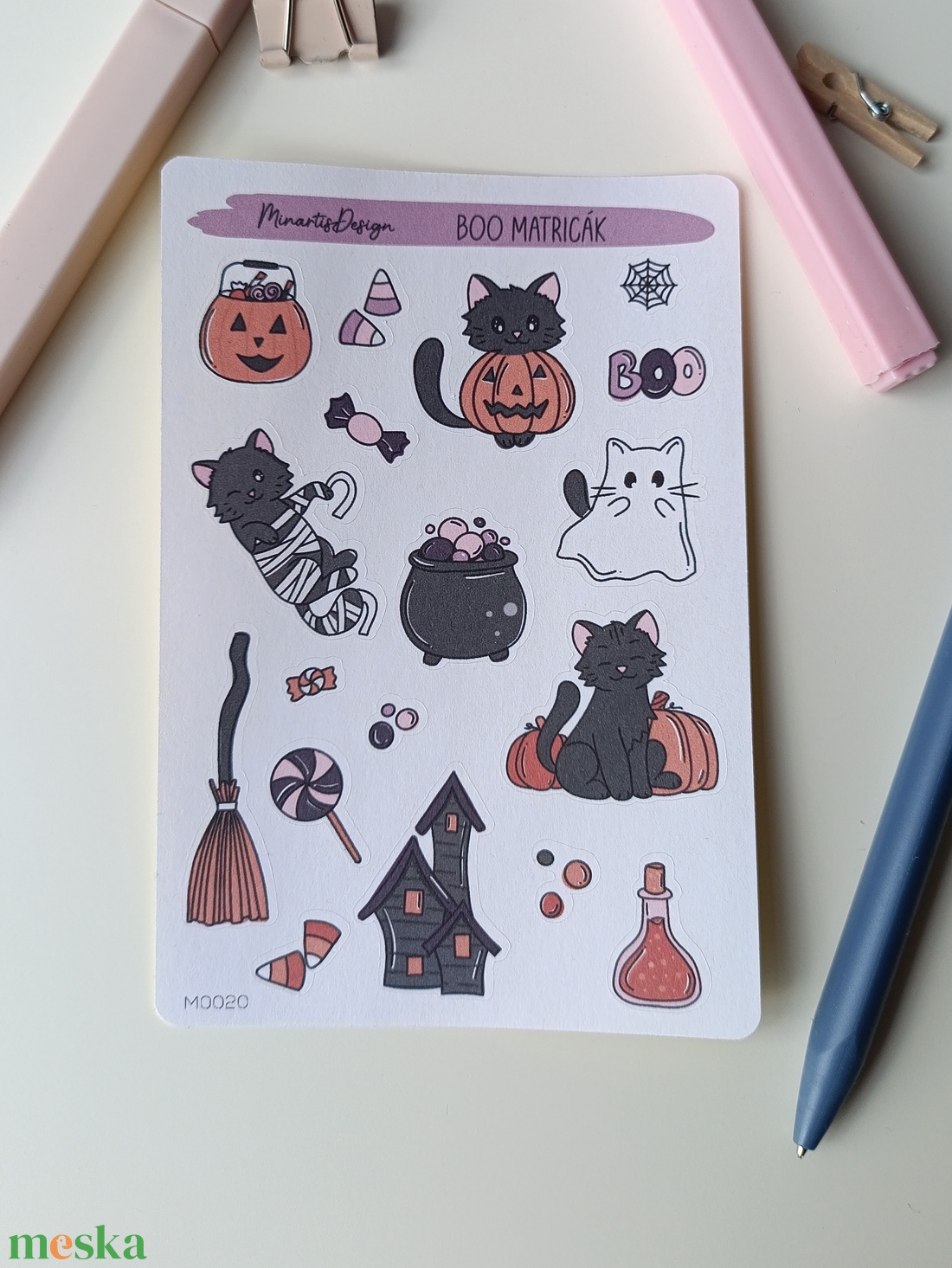 Matricaív - halloween cica - otthon & életmód - papír, írószer - matrica, matrica csomag - Meska.hu