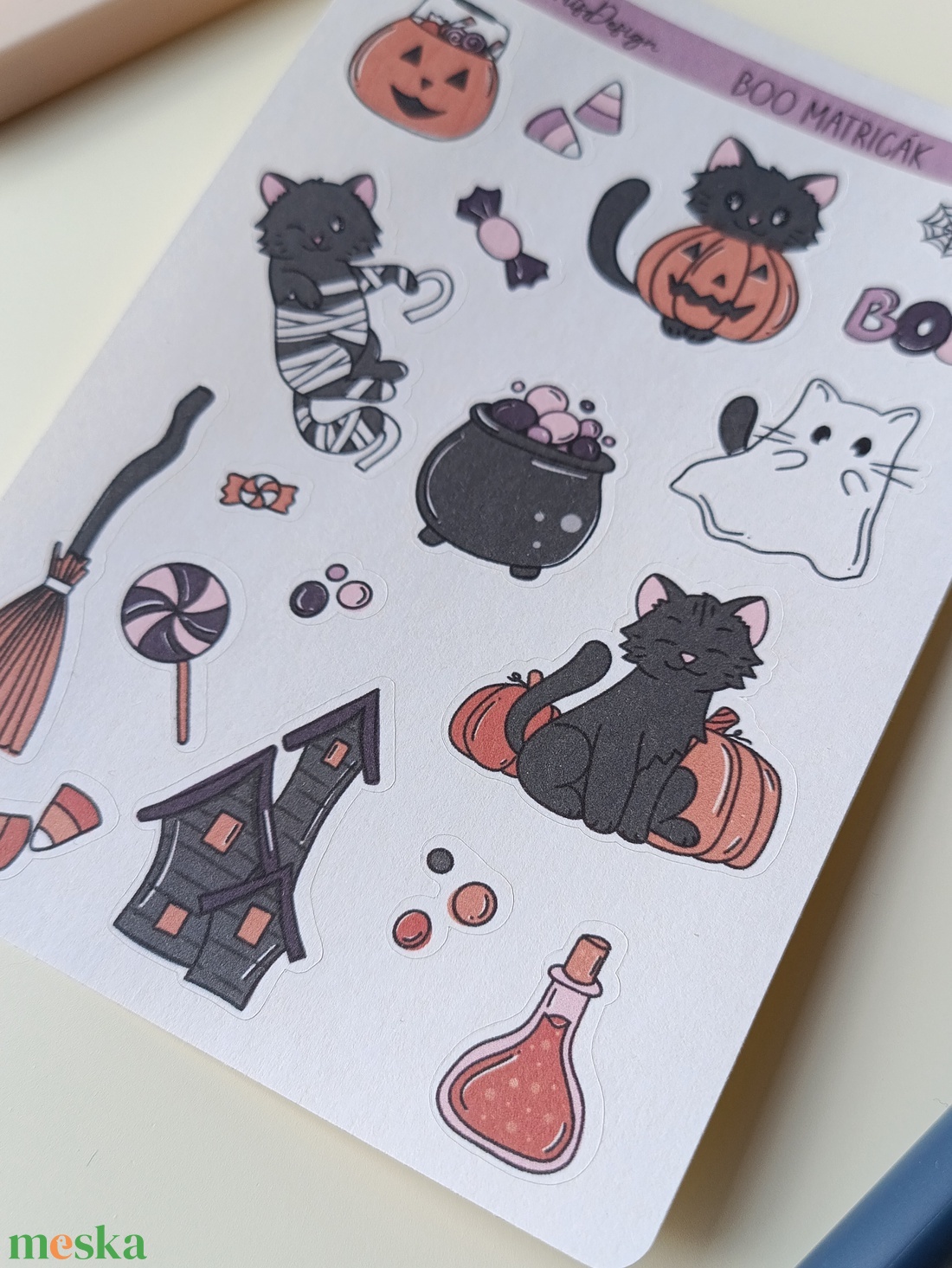 Matricaív - halloween cica - otthon & életmód - papír, írószer - matrica, matrica csomag - Meska.hu