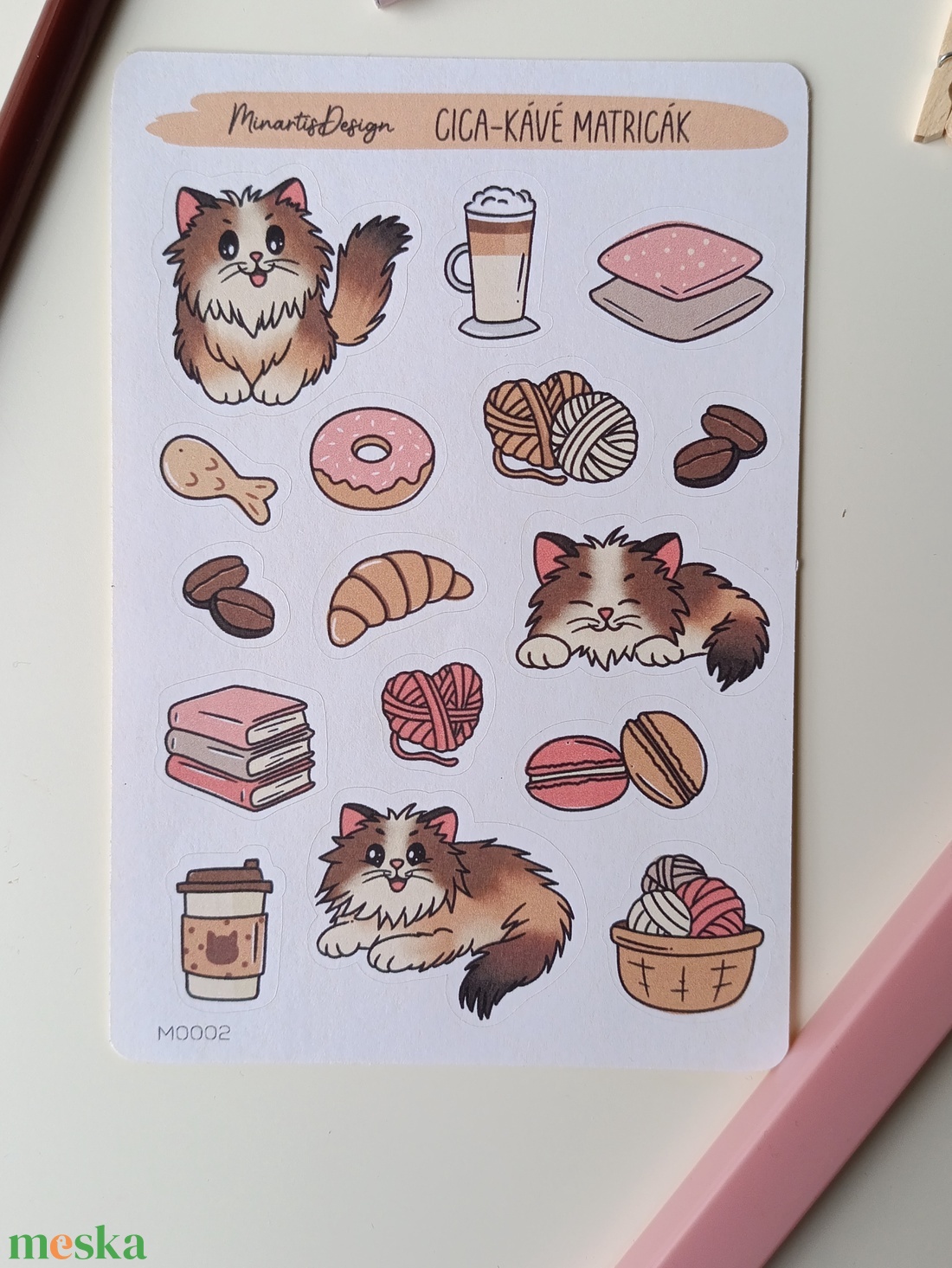 Matricaív - cica kávés - otthon & életmód - papír, írószer - matrica, matrica csomag - Meska.hu Matricaív - cica kávés - otthon & életmód - papír, írószer - matrica, matrica csomag - Meska.hu