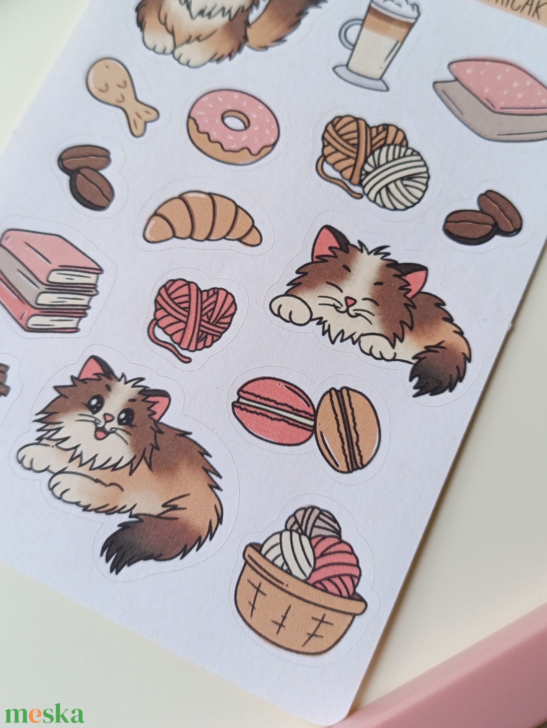 Matricaív - cica kávés - otthon & életmód - papír, írószer - matrica, matrica csomag - Meska.hu Matricaív - cica kávés - otthon & életmód - papír, írószer - matrica, matrica csomag - Meska.hu