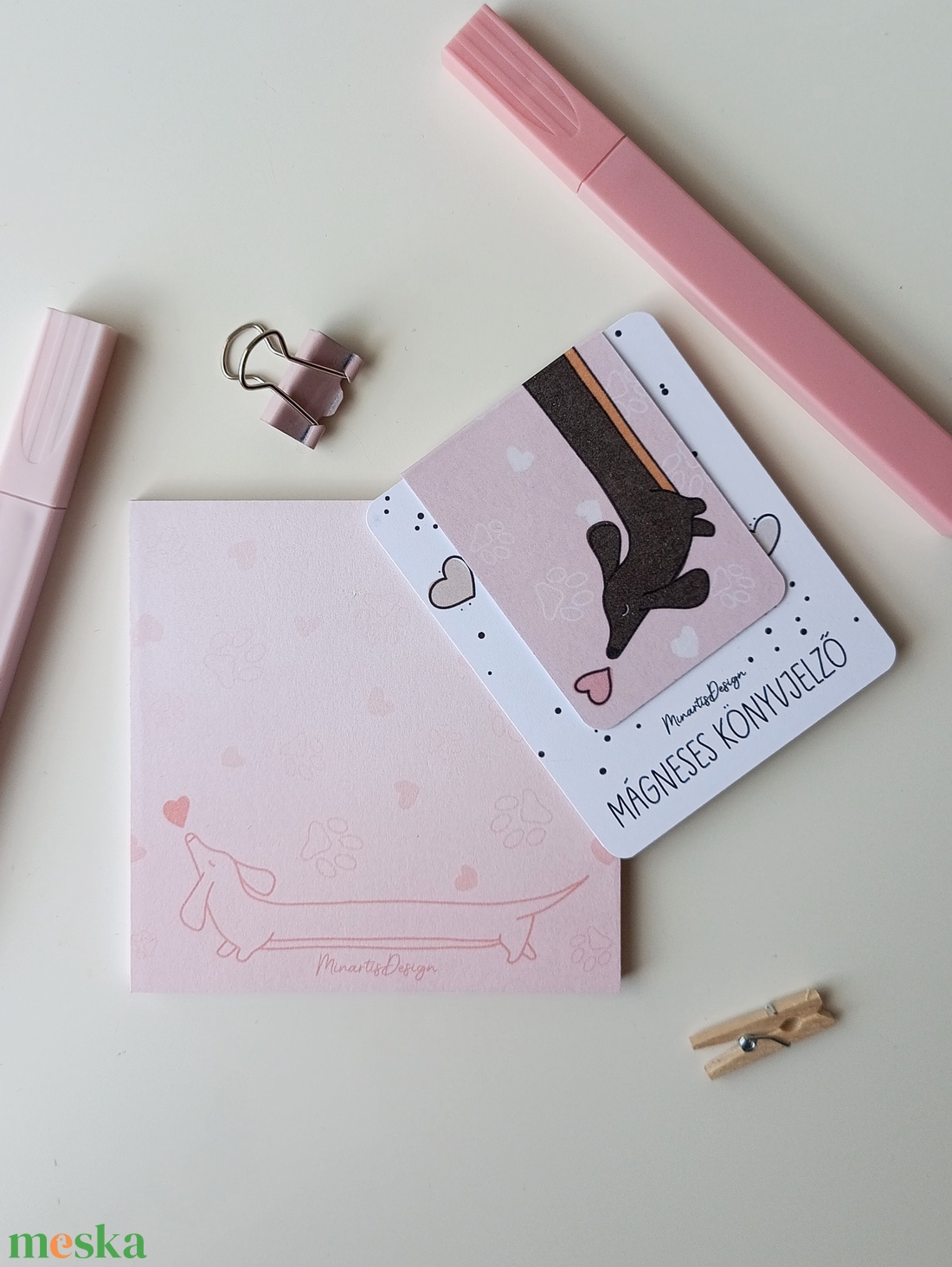 Jegyzettömb, könyvjelző szett - tacskós - otthon & életmód - papír, írószer - jegyzetfüzet & napló - Meska.hu