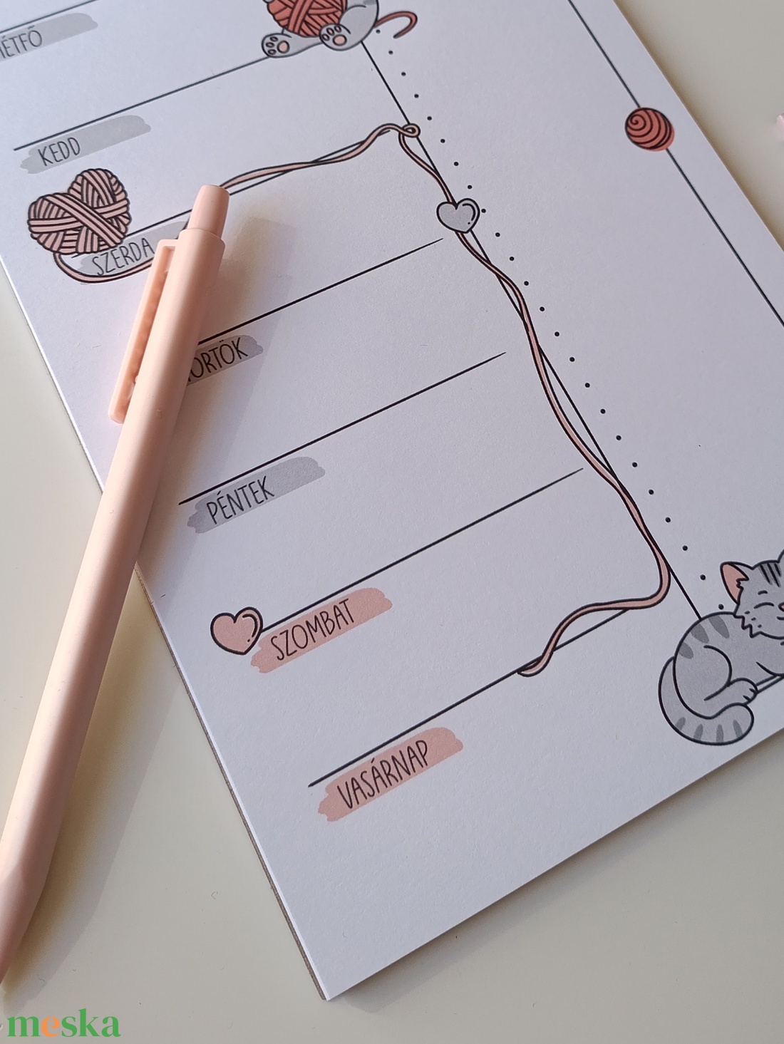 Heti tervező tömb - cicás gombolyagos - otthon & életmód - papír, írószer - jegyzetfüzet & napló - Meska.hu