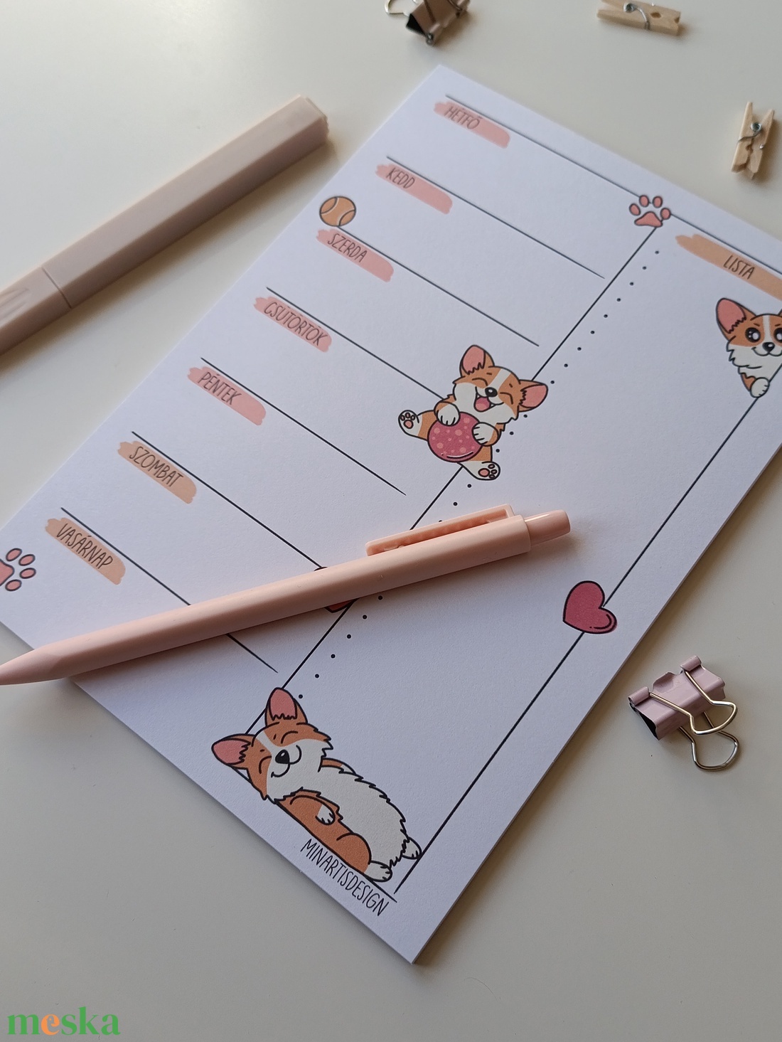 Heti tervező tömb - corgi kutyás - otthon & életmód - papír, írószer - jegyzetfüzet & napló - Meska.hu