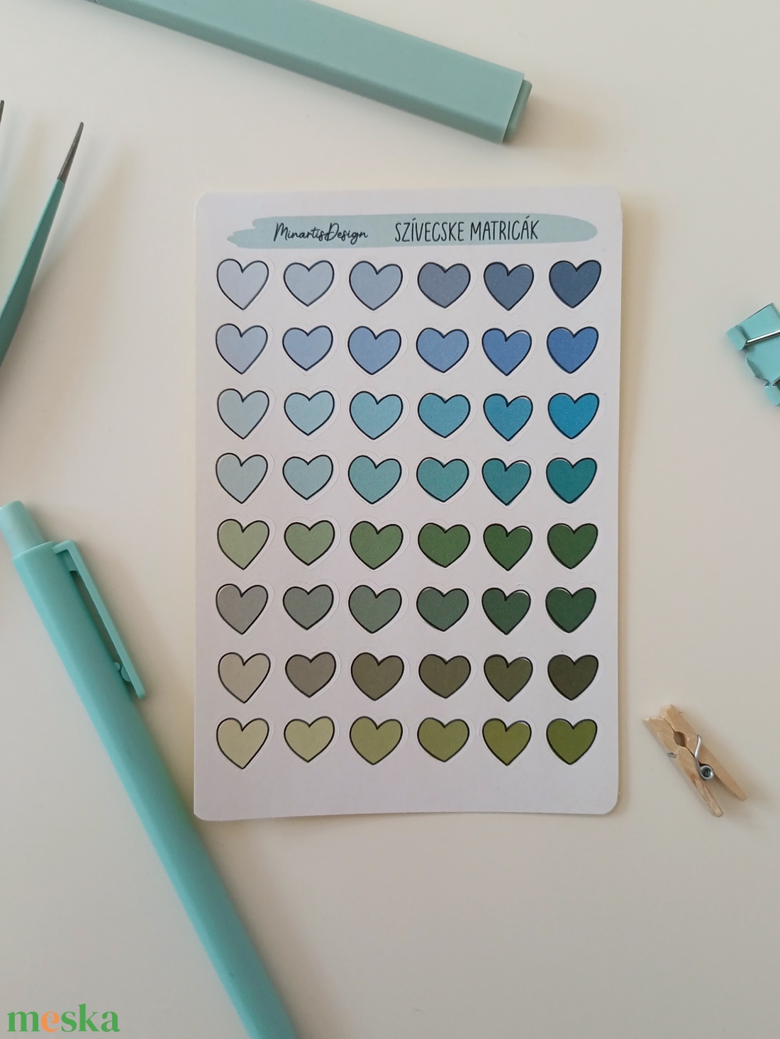 Matricaív - kék, zöld szivecskék - otthon & életmód - papír, írószer - matrica, matrica csomag - Meska.hu Matricaív - kék, zöld szivecskék - otthon & életmód - papír, írószer - matrica, matrica csomag - Meska.hu