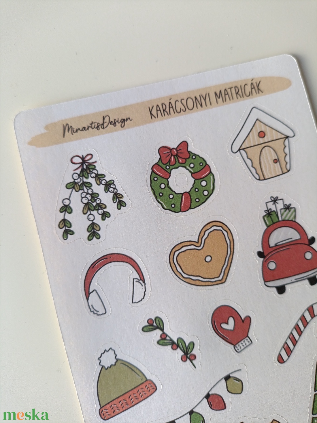Matricaív -  karácsonyi piros zöld - otthon & életmód - papír, írószer - matrica, matrica csomag - Meska.hu