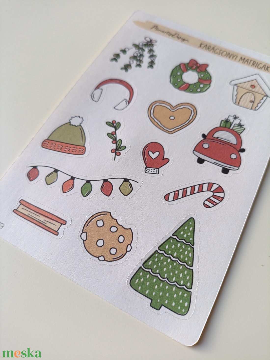 Matricaív -  karácsonyi piros zöld - otthon & életmód - papír, írószer - matrica, matrica csomag - Meska.hu