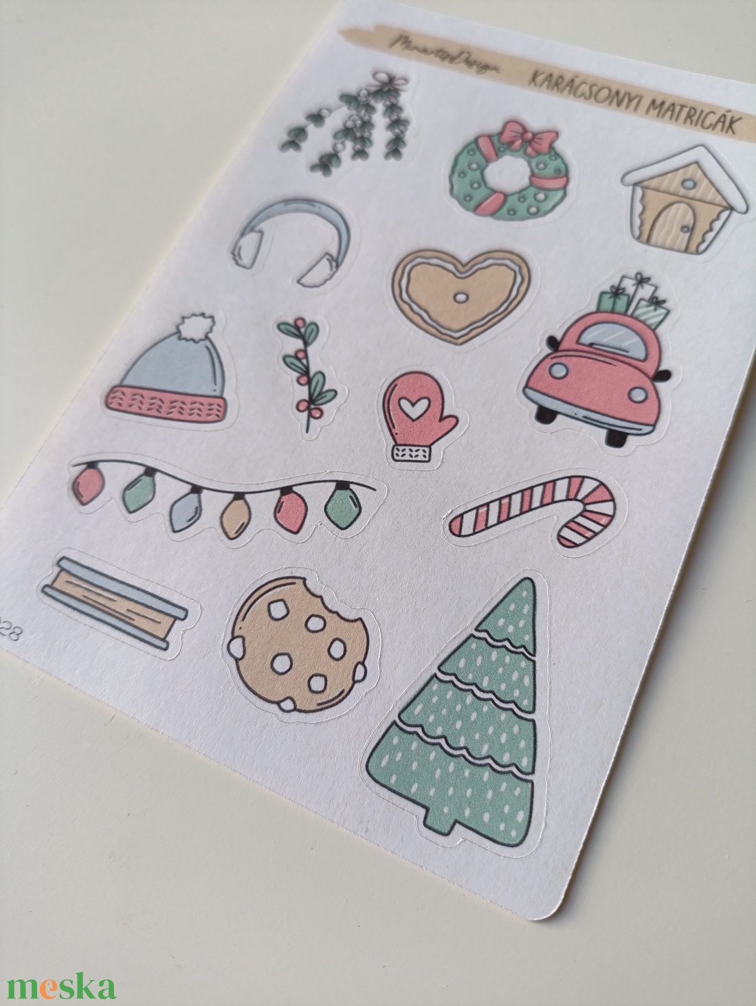 Matricaív -  karácsonyi menta, rózsaszín - otthon & életmód - papír, írószer - matrica, matrica csomag - Meska.hu