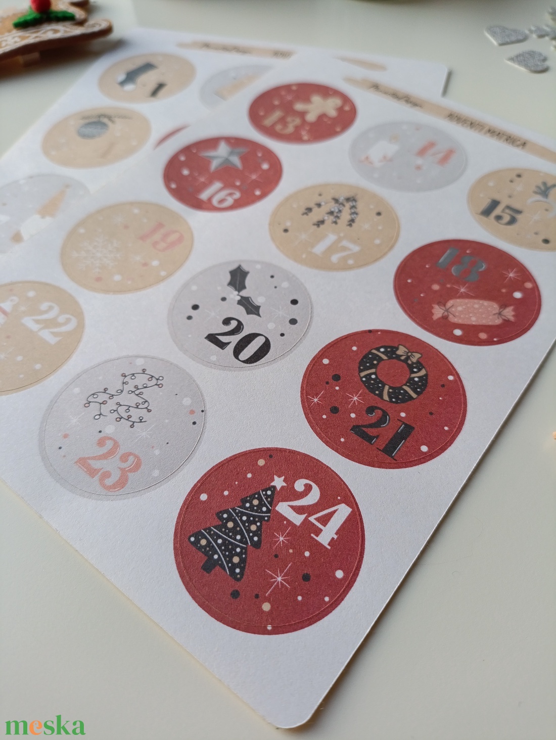 Adventi kalendárium matricaív - piros - otthon & életmód - papír, írószer - matrica, matrica csomag - Meska.hu