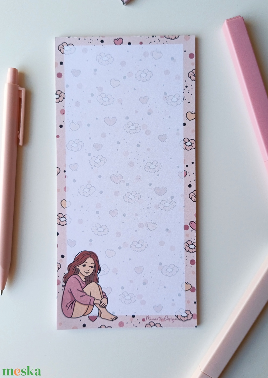 Csajos virágos jegyzettömb - 9x18 cm - otthon & életmód - papír, írószer - jegyzetfüzet & napló - Meska.hu