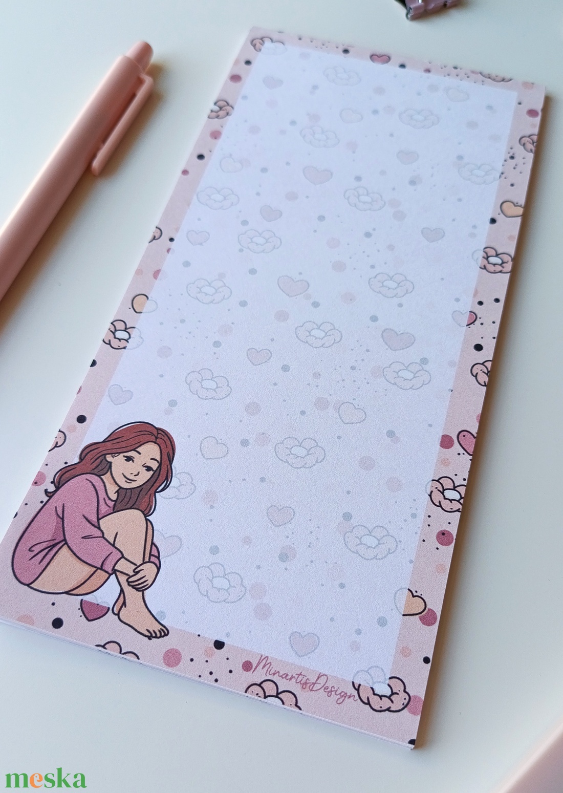 Csajos virágos jegyzettömb - 9x18 cm - otthon & életmód - papír, írószer - jegyzetfüzet & napló - Meska.hu