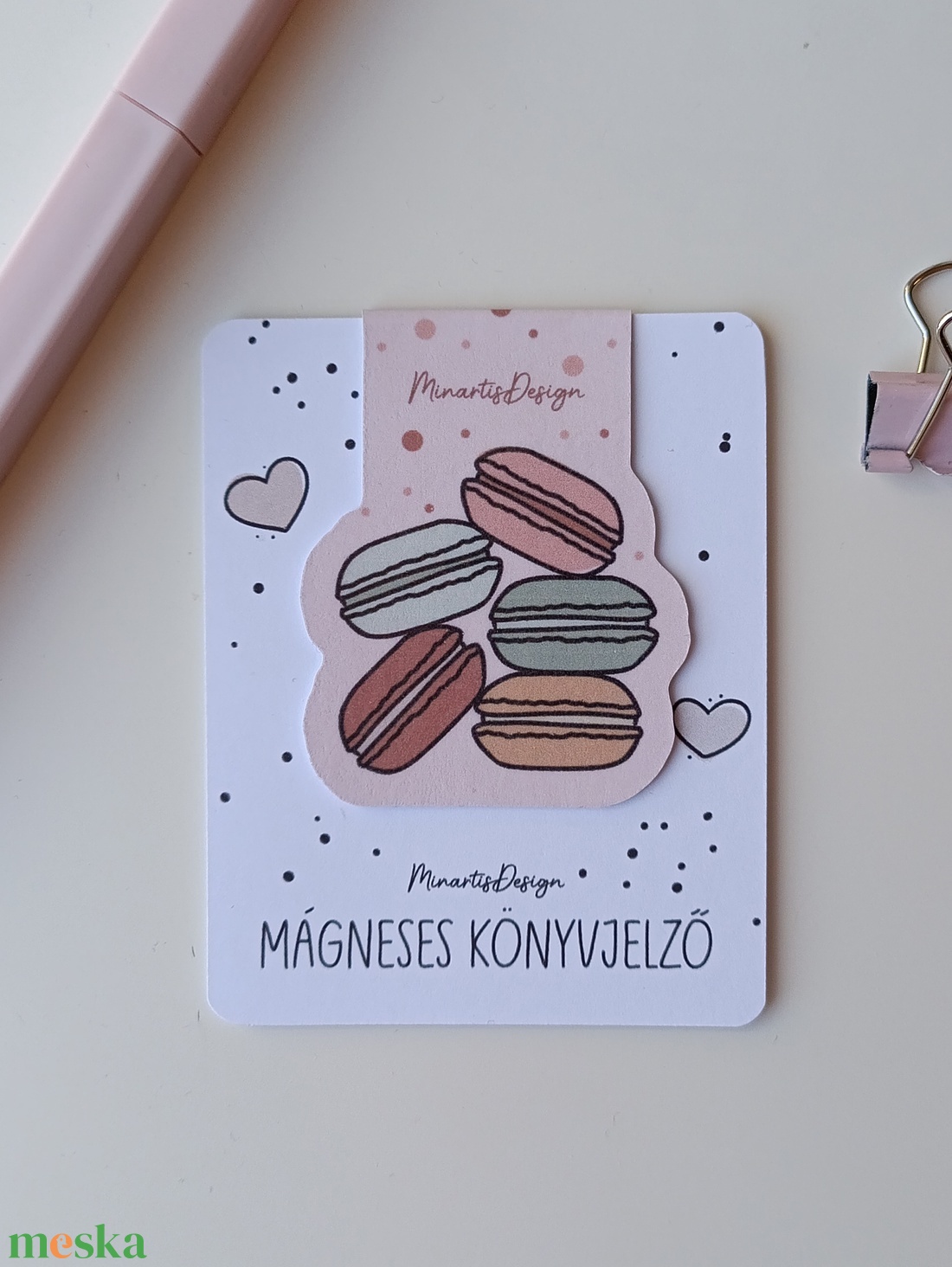 Mágneses könyvjelző - macaron - könyv & zene - könyvjelző - Meska.hu