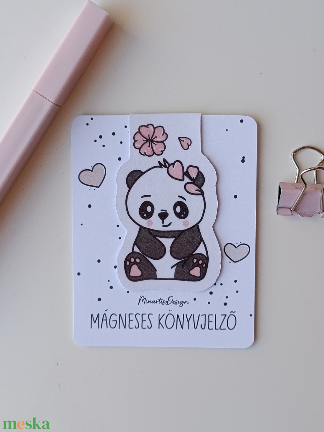 Mágneses könyvjelző - pandás - könyv & zene - könyvjelző - Meska.hu