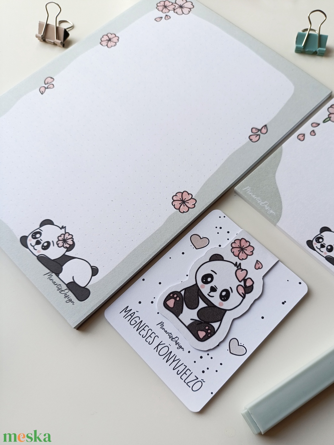 Pandás jegyzettömb szett és könyvjelző - otthon & életmód - papír, írószer - jegyzetfüzet & napló - Meska.hu