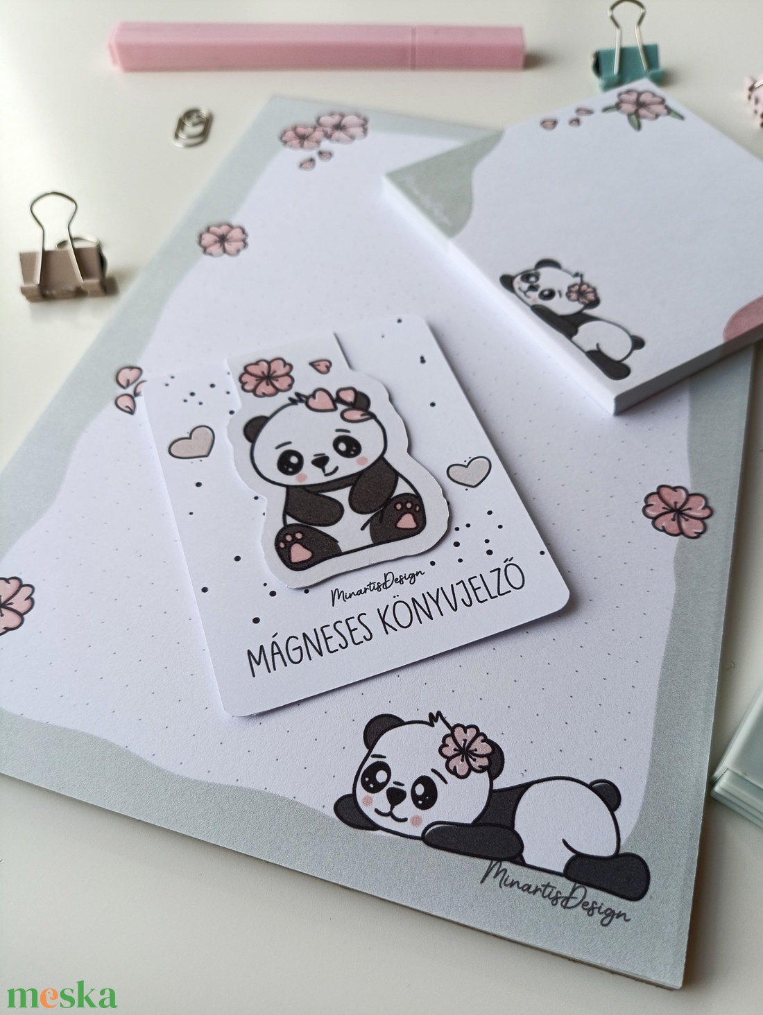 Pandás jegyzettömb szett és könyvjelző - otthon & életmód - papír, írószer - jegyzetfüzet & napló - Meska.hu