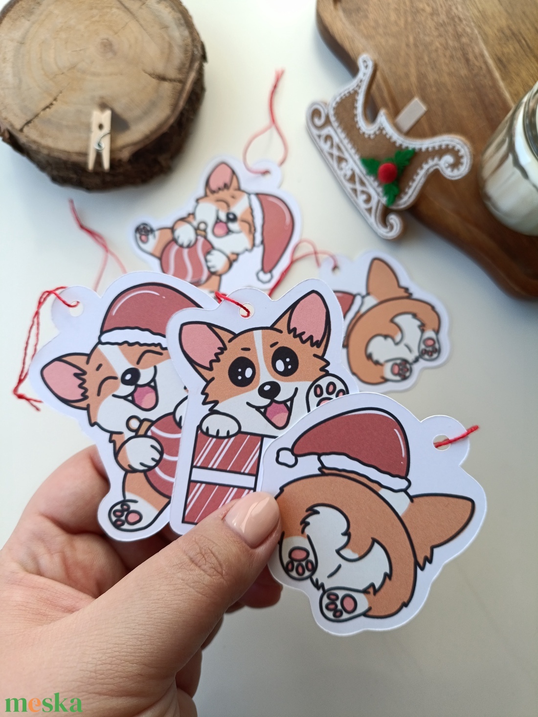 Corgis ajándékkísérő kártyák - 6 db - otthon & életmód - papír, írószer - ajándékozás kellékei - ajándékkísérő - Meska.hu