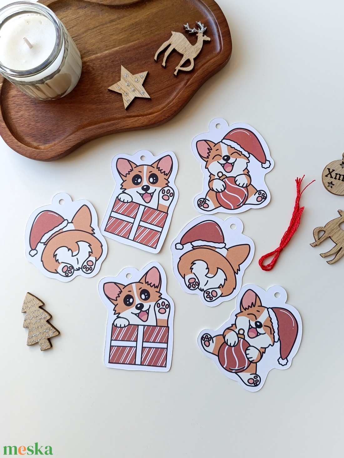 Corgis ajándékkísérő kártyák - 6 db - otthon & életmód - papír, írószer - ajándékozás kellékei - ajándékkísérő - Meska.hu