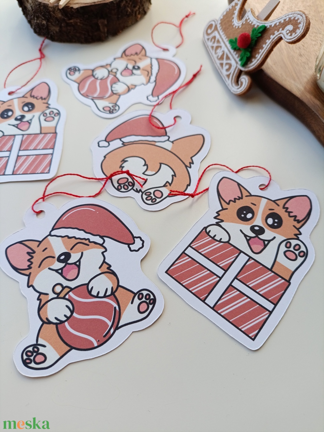 Corgis ajándékkísérő kártyák - 6 db - otthon & életmód - papír, írószer - ajándékozás kellékei - ajándékkísérő - Meska.hu