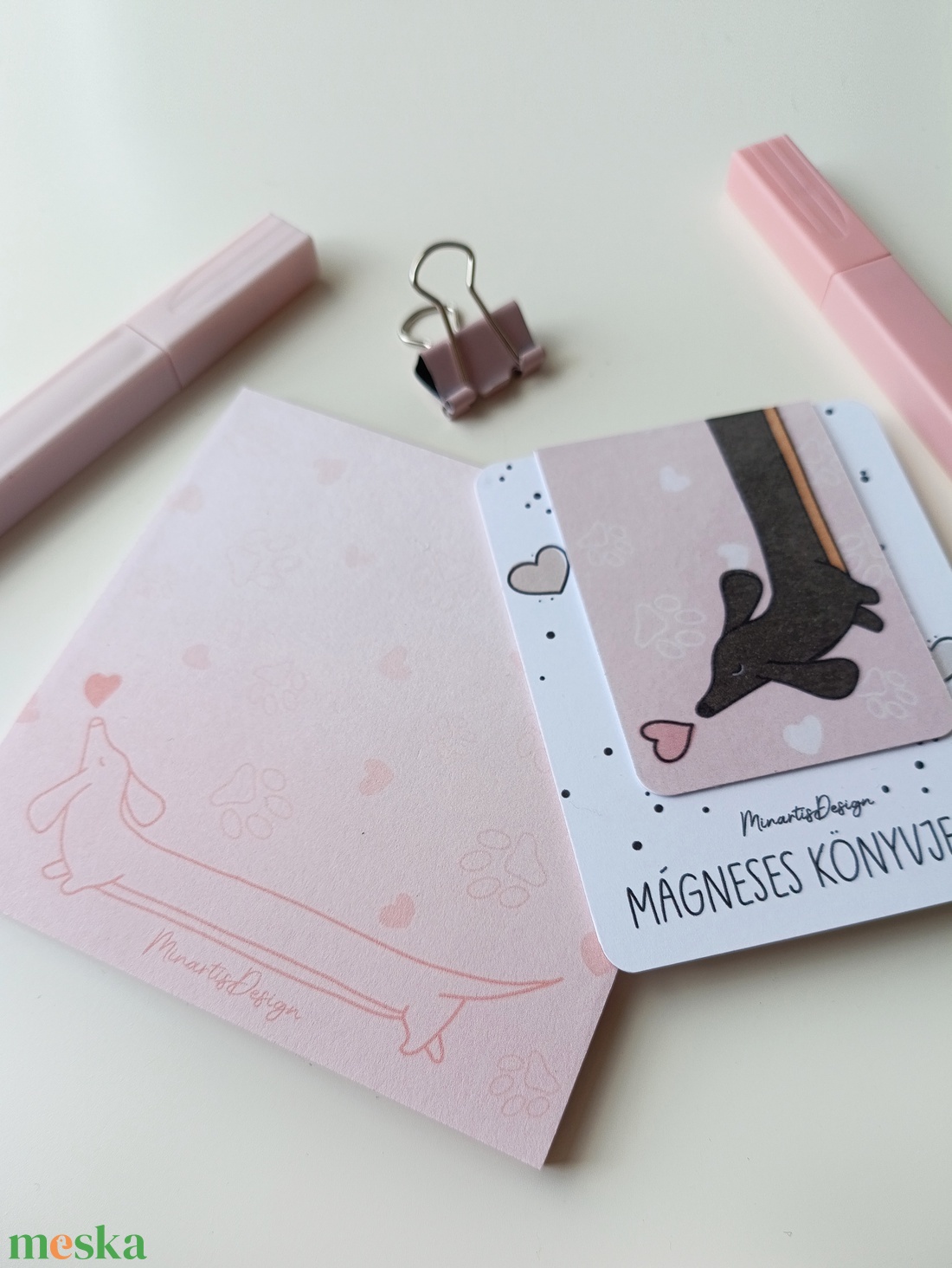 Jegyzettömb, könyvjelző szett - tacskós - otthon & életmód - papír, írószer - jegyzetfüzet & napló - Meska.hu