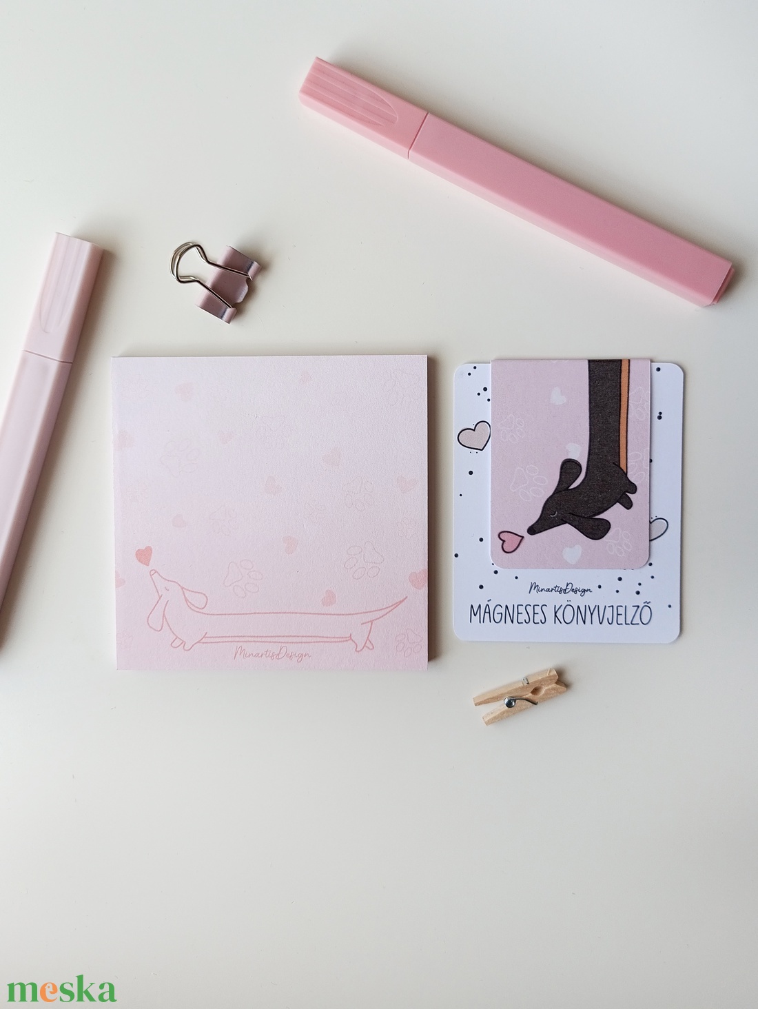 Jegyzettömb, könyvjelző szett - tacskós - otthon & életmód - papír, írószer - jegyzetfüzet & napló - Meska.hu
