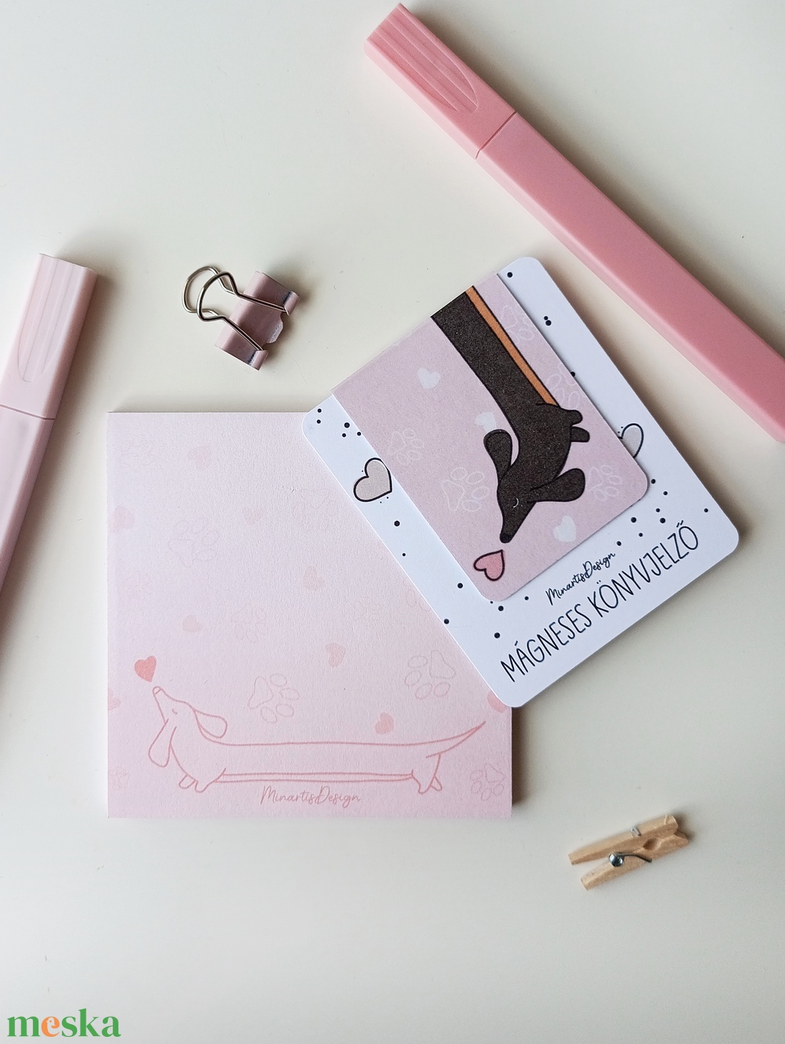 Jegyzettömb, könyvjelző szett - tacskós - otthon & életmód - papír, írószer - jegyzetfüzet & napló - Meska.hu