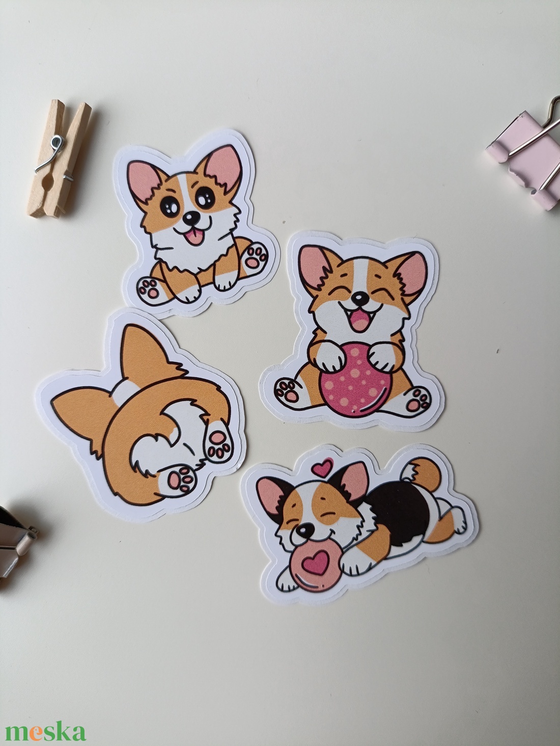 Matricák - cuki corgi kutyusok  - otthon & életmód - papír, írószer - matrica, matrica csomag - Meska.hu