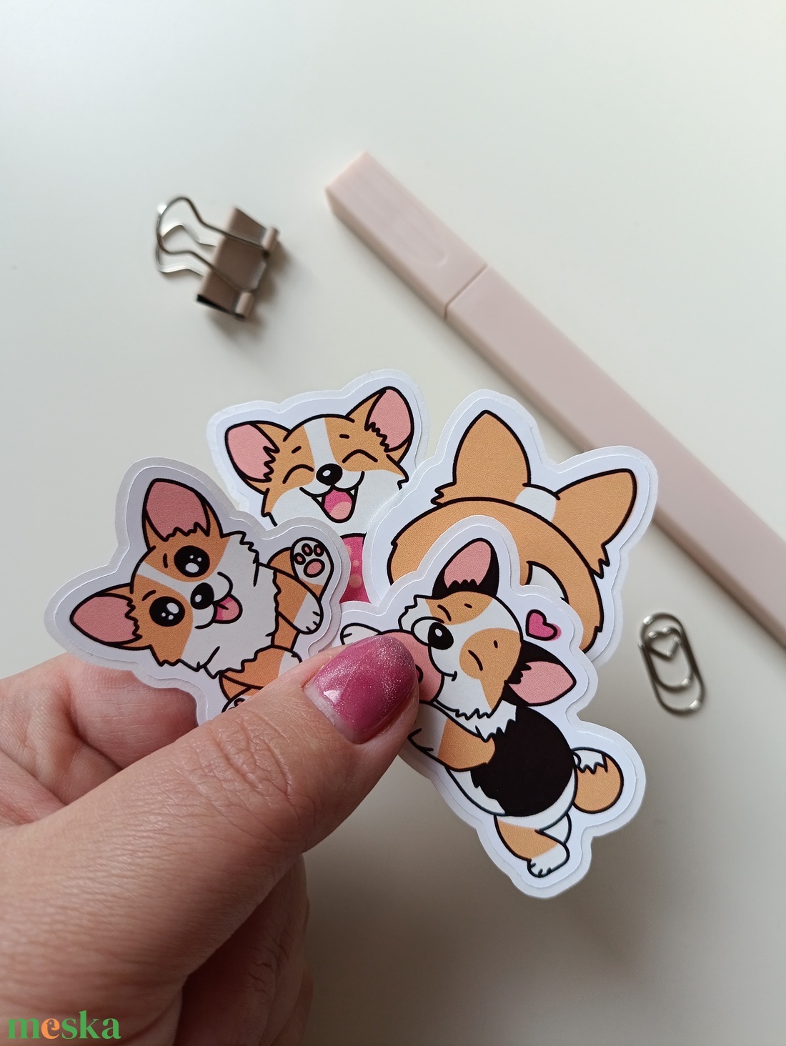 Matricák - cuki corgi kutyusok  - otthon & életmód - papír, írószer - matrica, matrica csomag - Meska.hu