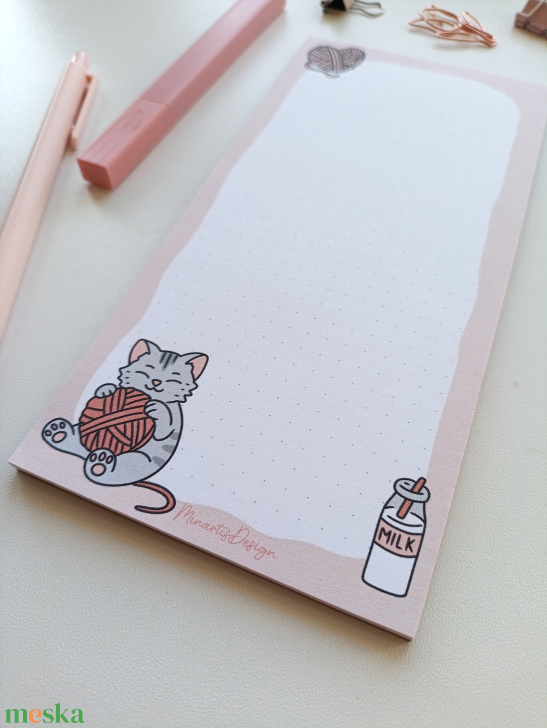 Aranyos cicás hosszúkás jegyzettömb  - otthon & életmód - papír, írószer - jegyzetfüzet & napló - Meska.hu