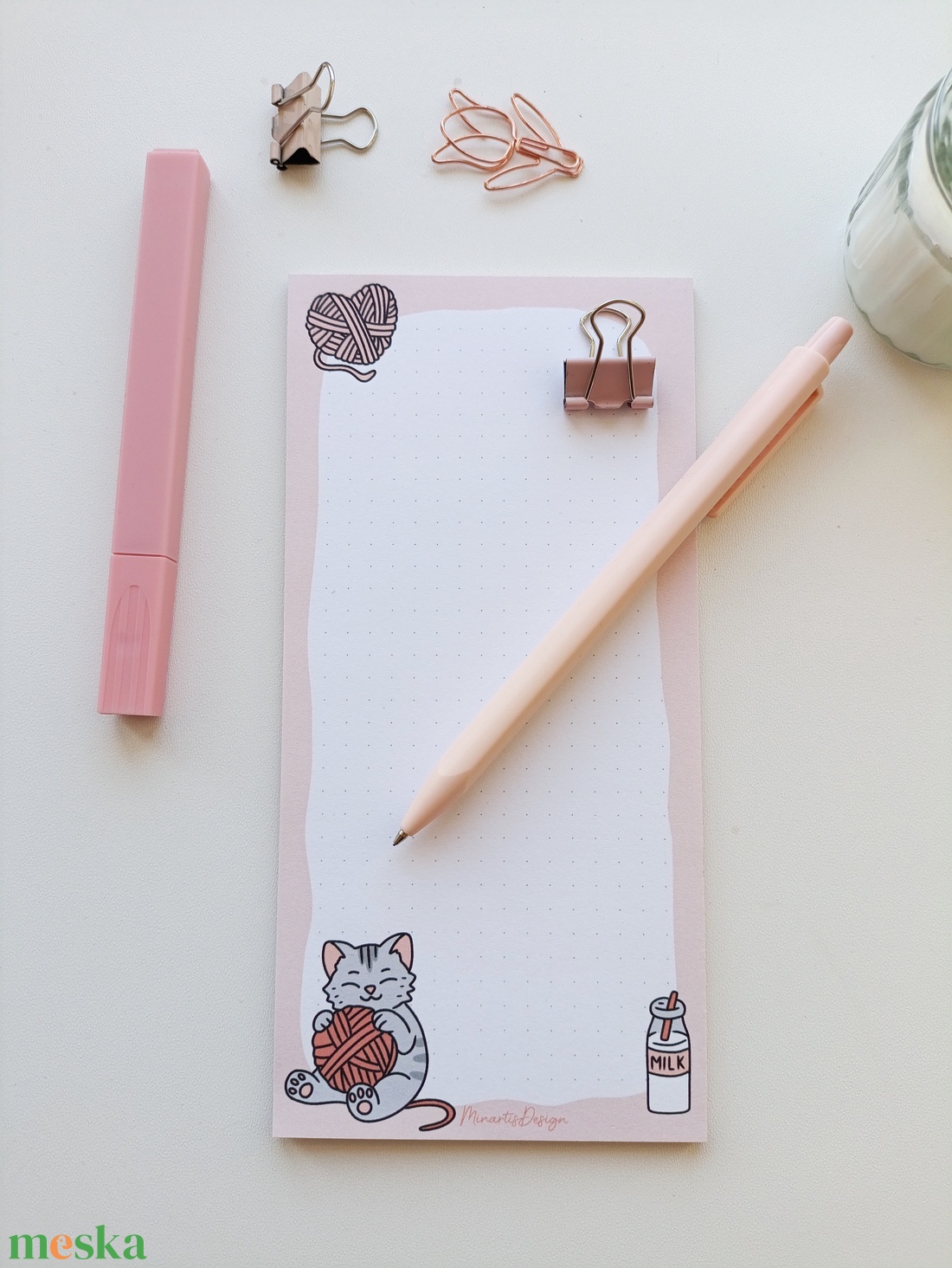 Aranyos cicás hosszúkás jegyzettömb  - otthon & életmód - papír, írószer - jegyzetfüzet & napló - Meska.hu