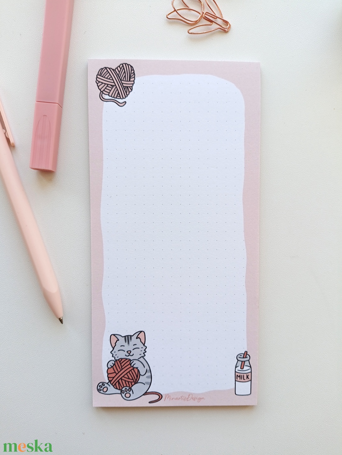 Aranyos cicás hosszúkás jegyzettömb  - otthon & életmód - papír, írószer - jegyzetfüzet & napló - Meska.hu