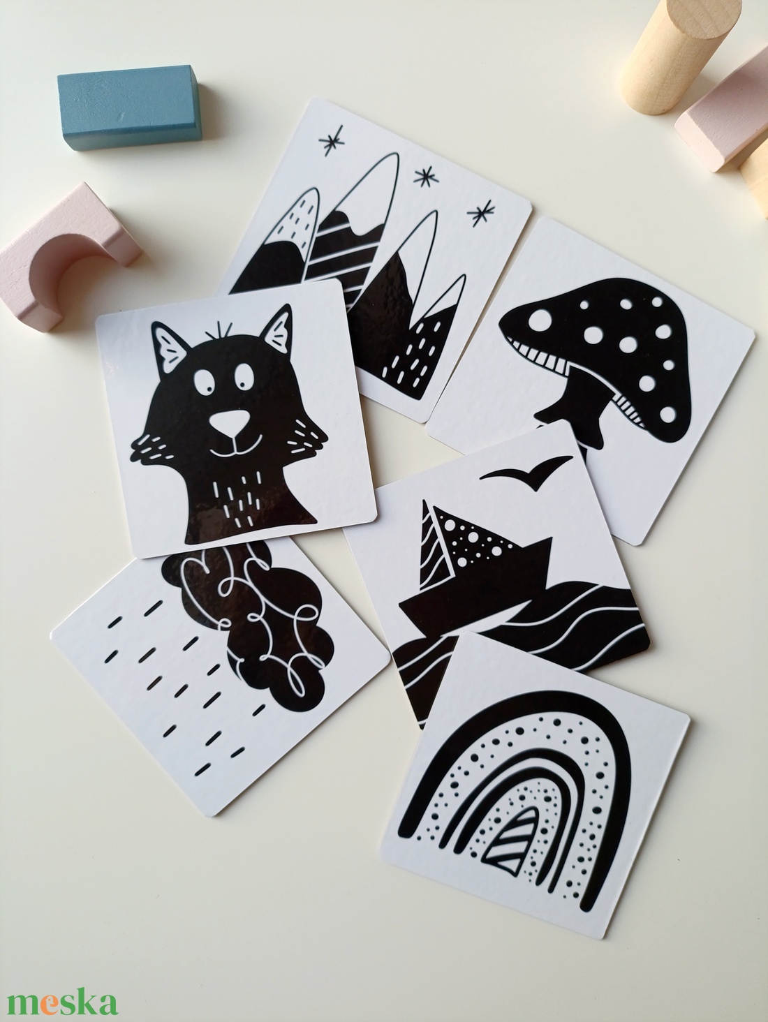 Kontrasztkártyák babáknak - állatos, természet mintákkal - játék & sport - babalátogató ajándékcsomag - Meska.hu