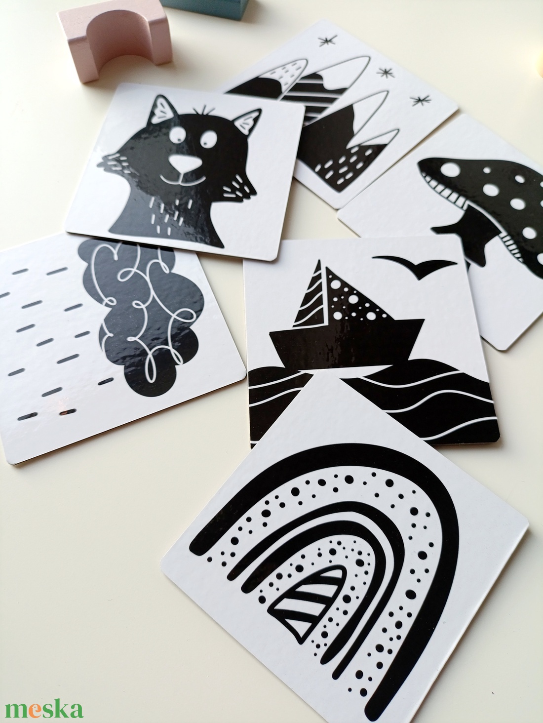 Kontrasztkártyák babáknak - állatos, természet mintákkal - játék & sport - babalátogató ajándékcsomag - Meska.hu