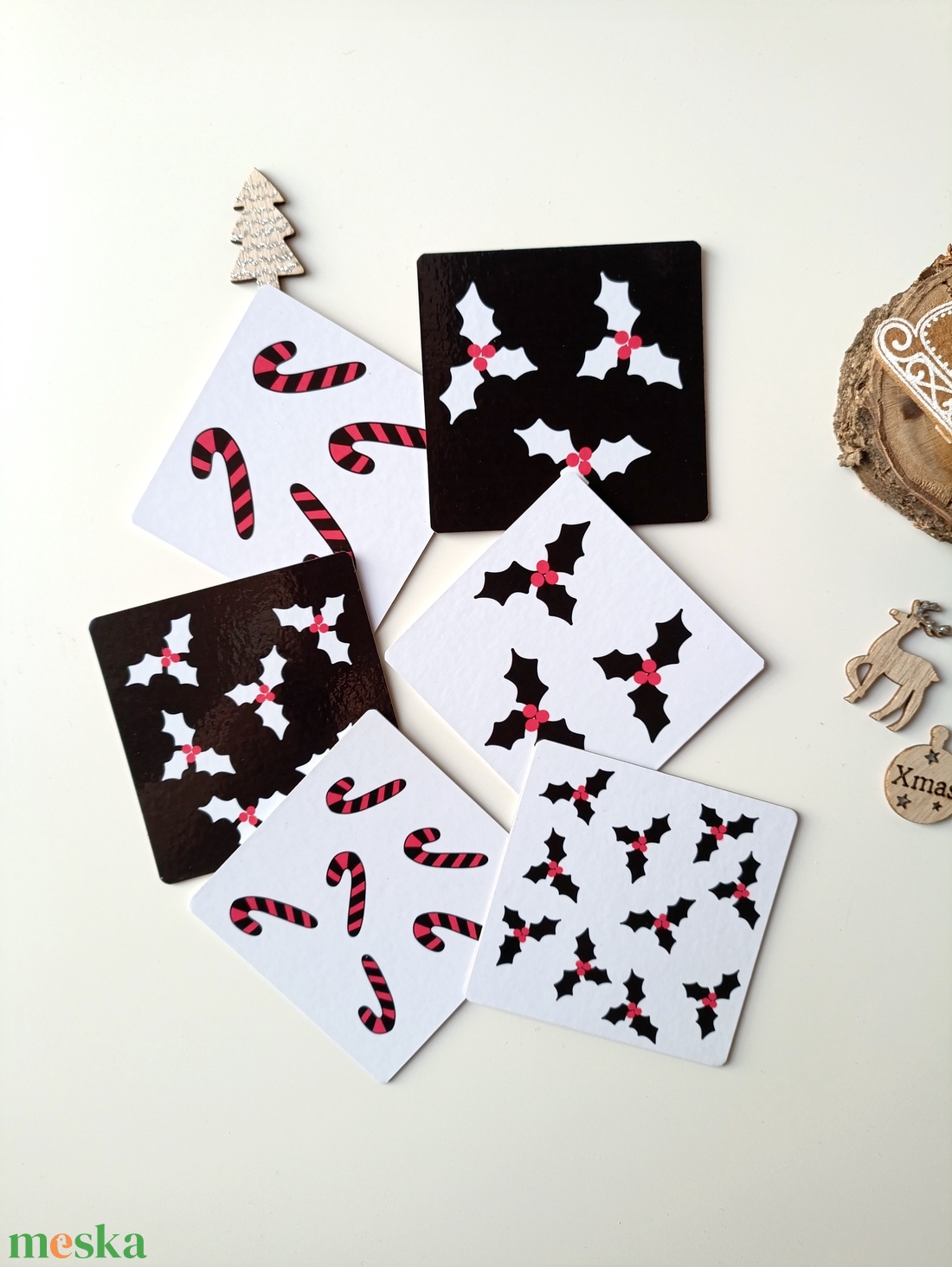 Kontrasztkártyák babáknak - karácsonyi, téli mintákkal - játék & sport - babalátogató ajándékcsomag - Meska.hu