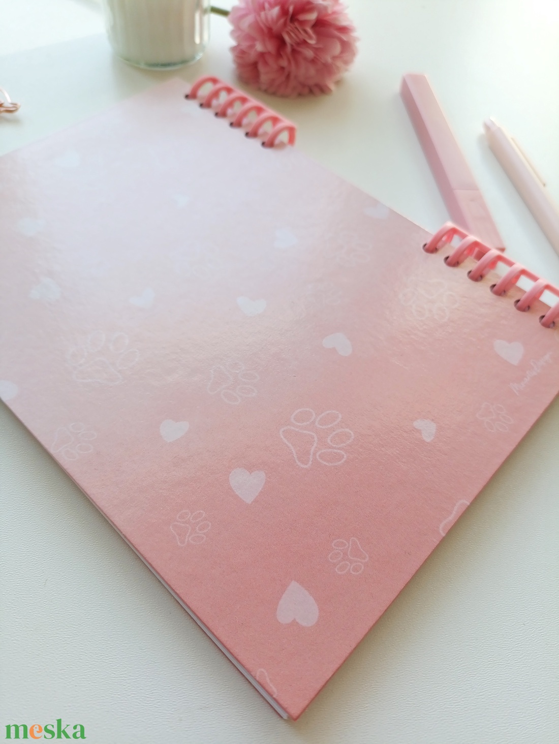 Rózsaszin tacskós spirálfüzet- A5 - otthon & életmód - papír, írószer - jegyzetfüzet & napló - Meska.hu
