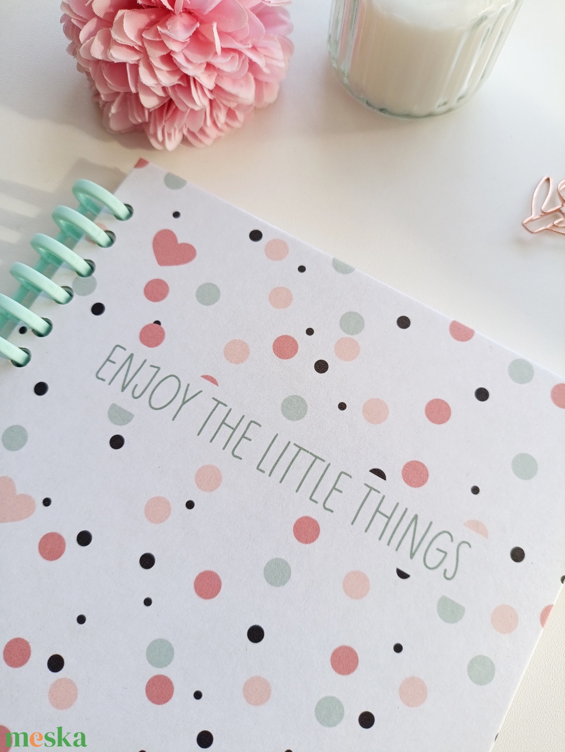 Pasztell pöttyös spirál füzet- A5 -Hálanapló - otthon & életmód - papír, írószer - jegyzetfüzet & napló - Meska.hu