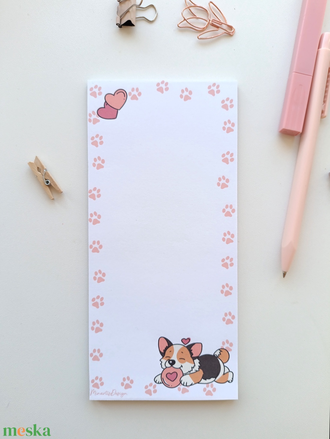 Cuki corgi kutyás jegyzettömb mancsnyomokkal - otthon & életmód - papír, írószer - jegyzetfüzet & napló - Meska.hu