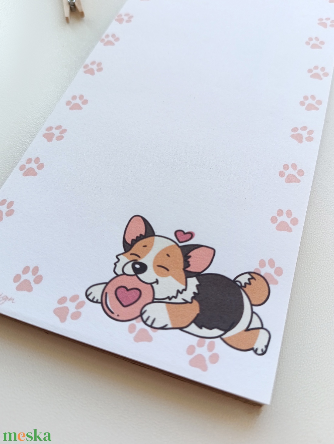 Cuki corgi kutyás jegyzettömb mancsnyomokkal - otthon & életmód - papír, írószer - jegyzetfüzet & napló - Meska.hu