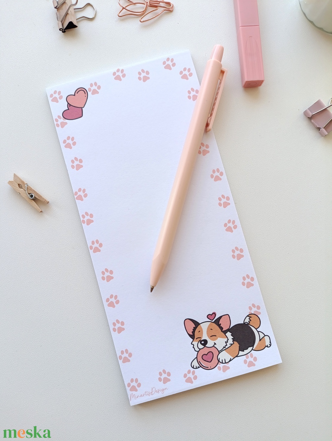 Cuki corgi kutyás jegyzettömb mancsnyomokkal - otthon & életmód - papír, írószer - jegyzetfüzet & napló - Meska.hu