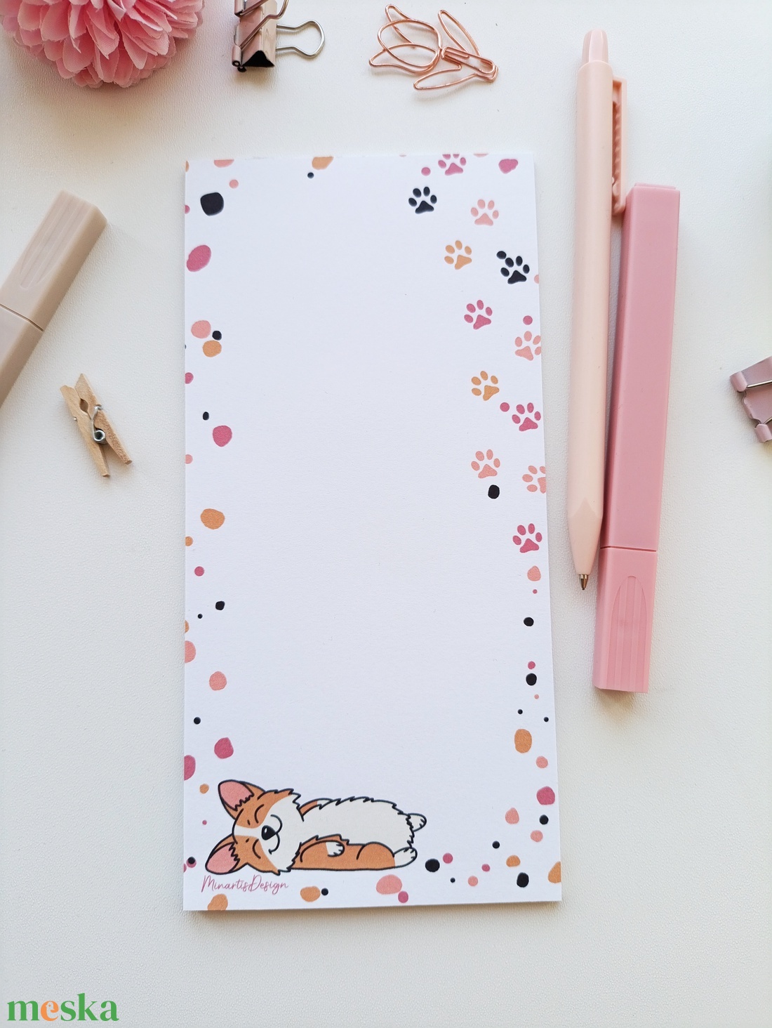 Cuki alvó corgi kutyás jegyzettömb  - otthon & életmód - papír, írószer - jegyzetfüzet & napló - Meska.hu