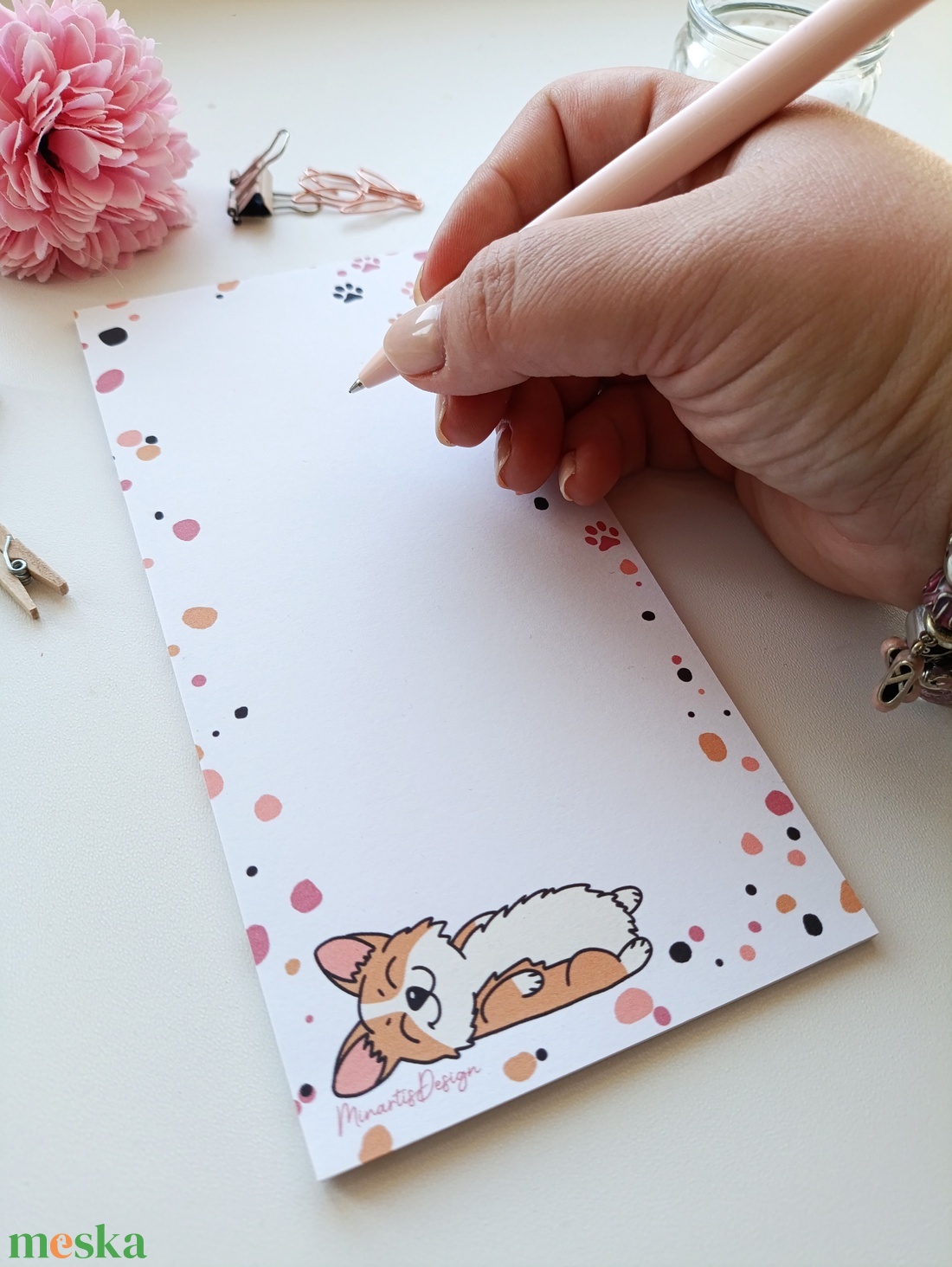 Cuki alvó corgi kutyás jegyzettömb  - otthon & életmód - papír, írószer - jegyzetfüzet & napló - Meska.hu