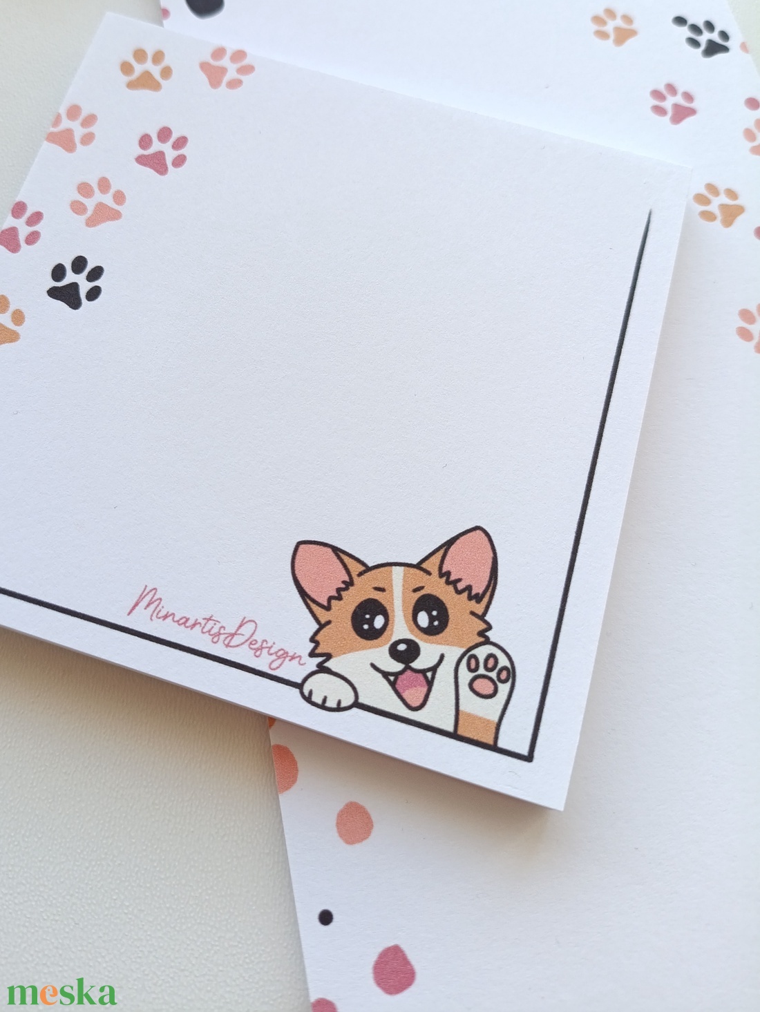 Corgi kutyusos jegyzettömb - 9x9 cm - otthon & életmód - papír, írószer - jegyzetfüzet & napló - Meska.hu