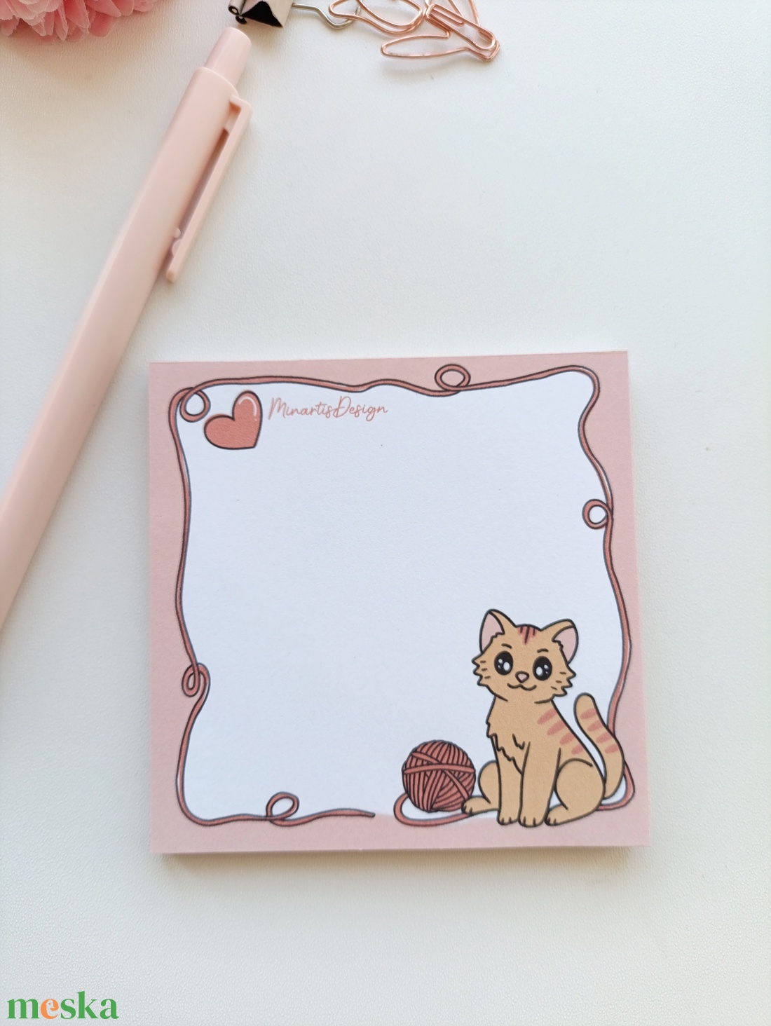 Cicás gombolyagos  jegyzettömb - 9x9 cm - otthon & életmód - papír, írószer - jegyzetfüzet & napló - Meska.hu